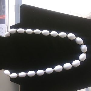 Monet white gold tone bead necklace